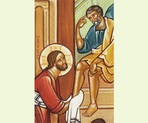 jésus lave les pieds d'un disciple