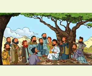 illustration de jésus entouré de ses disciples